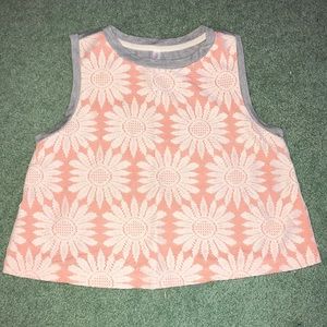 Orange and cream lace crop top